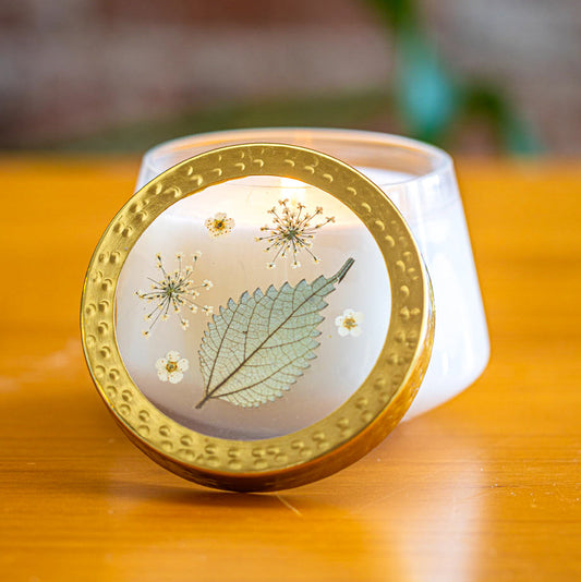 Accent Pressed Floral Candle - Forest