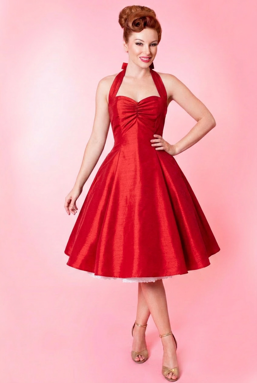 Sweetie Dress- Shantung, Red