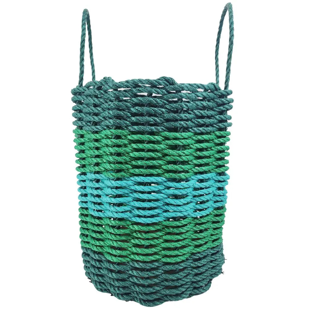 Hunter Green, Green & Teal Five Stripe Rope Basket