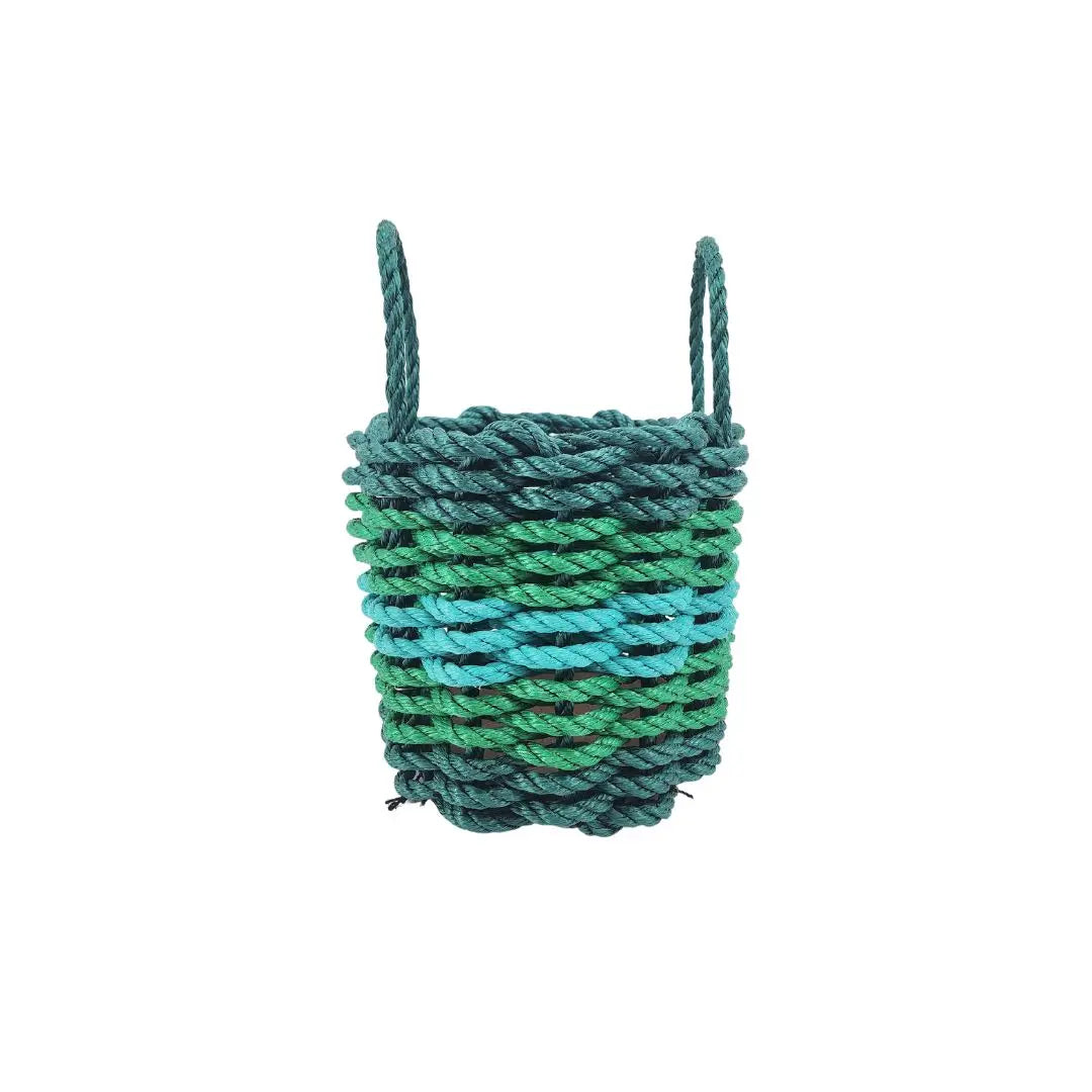 Hunter Green, Green & Teal Five Stripe Rope Basket