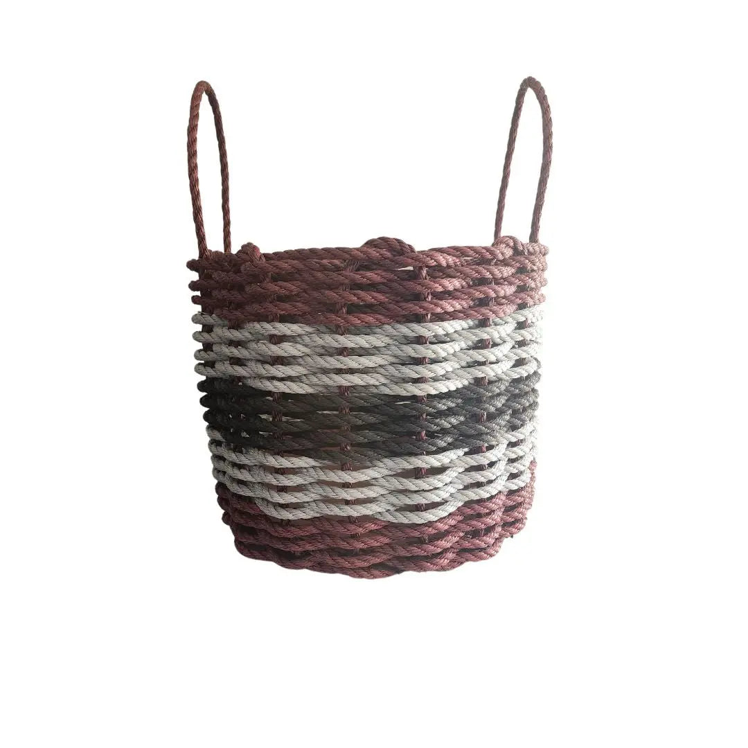 Burgundy, Gray & Black Five Stripe Rope Basket