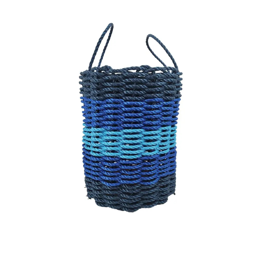 Navy Blue, Blue & Light Blue Five Stripe Rope Basket