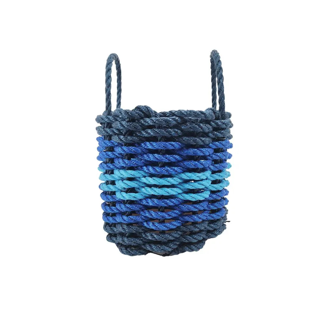 Navy Blue, Blue & Light Blue Five Stripe Rope Basket
