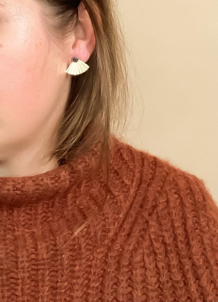 Gold Fill Black Opal Mini Pleat Jacket Earrings