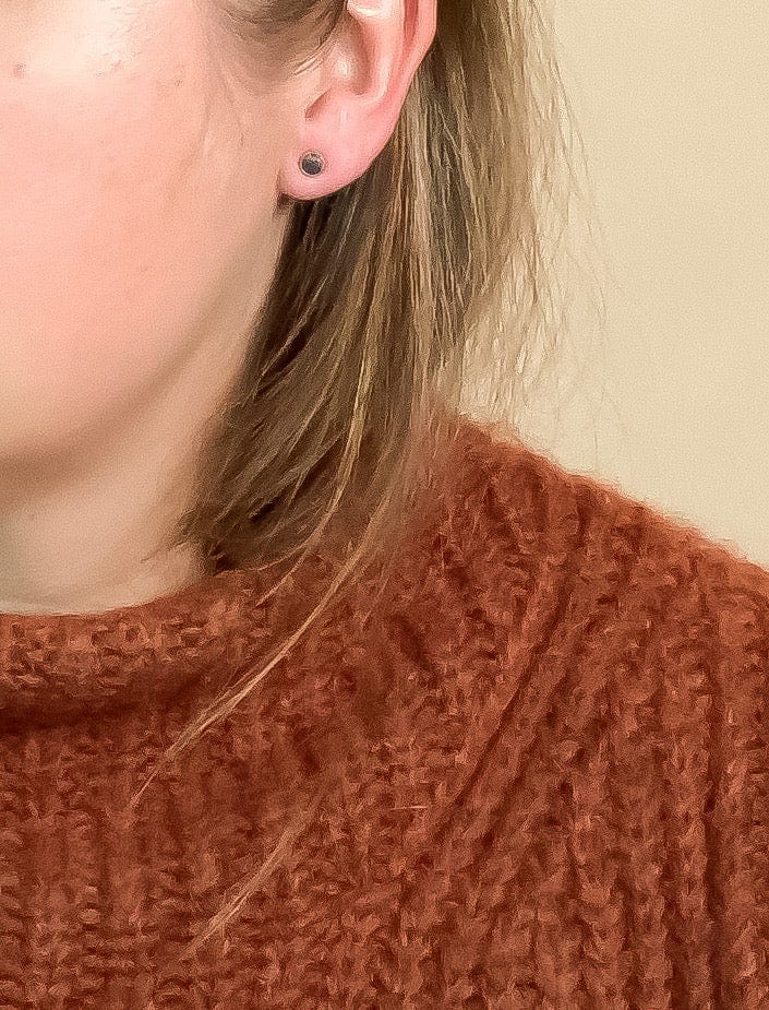 Gold Fill Black Opal Stud Earrings