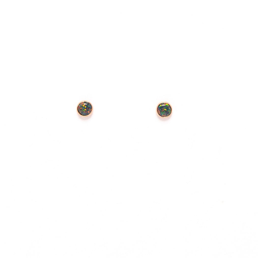 Gold Fill Black Opal Stud Earrings