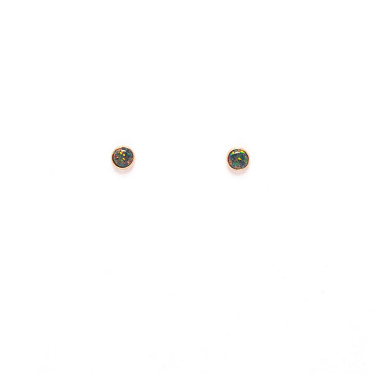 Gold Fill Black Opal Stud Earrings