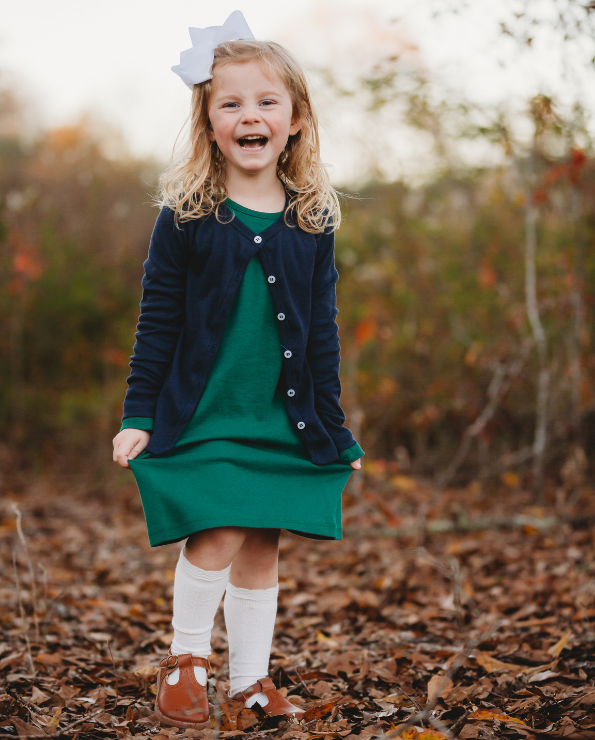 Girls Soft 100% Cotton Button-Down Cardigan | Dark khaki
