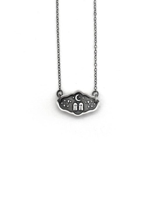 Sterling Silver Ghost in Love Necklace