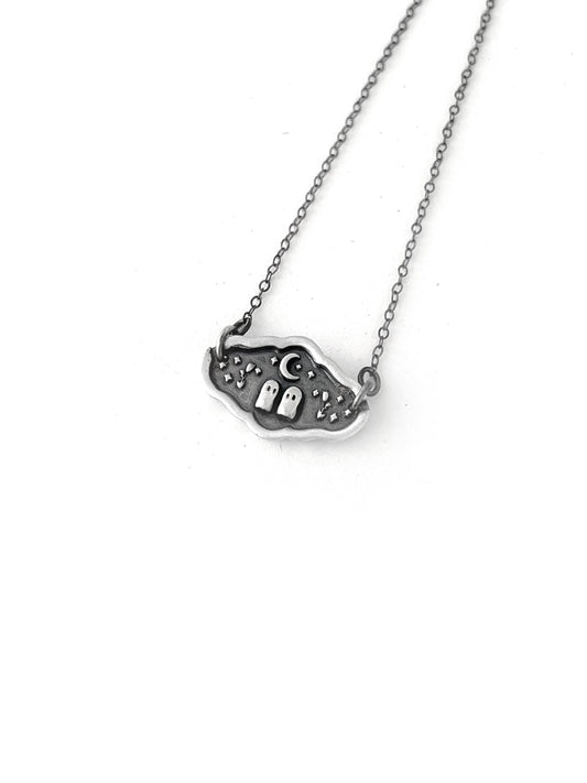Sterling Silver Ghost in Love Necklace