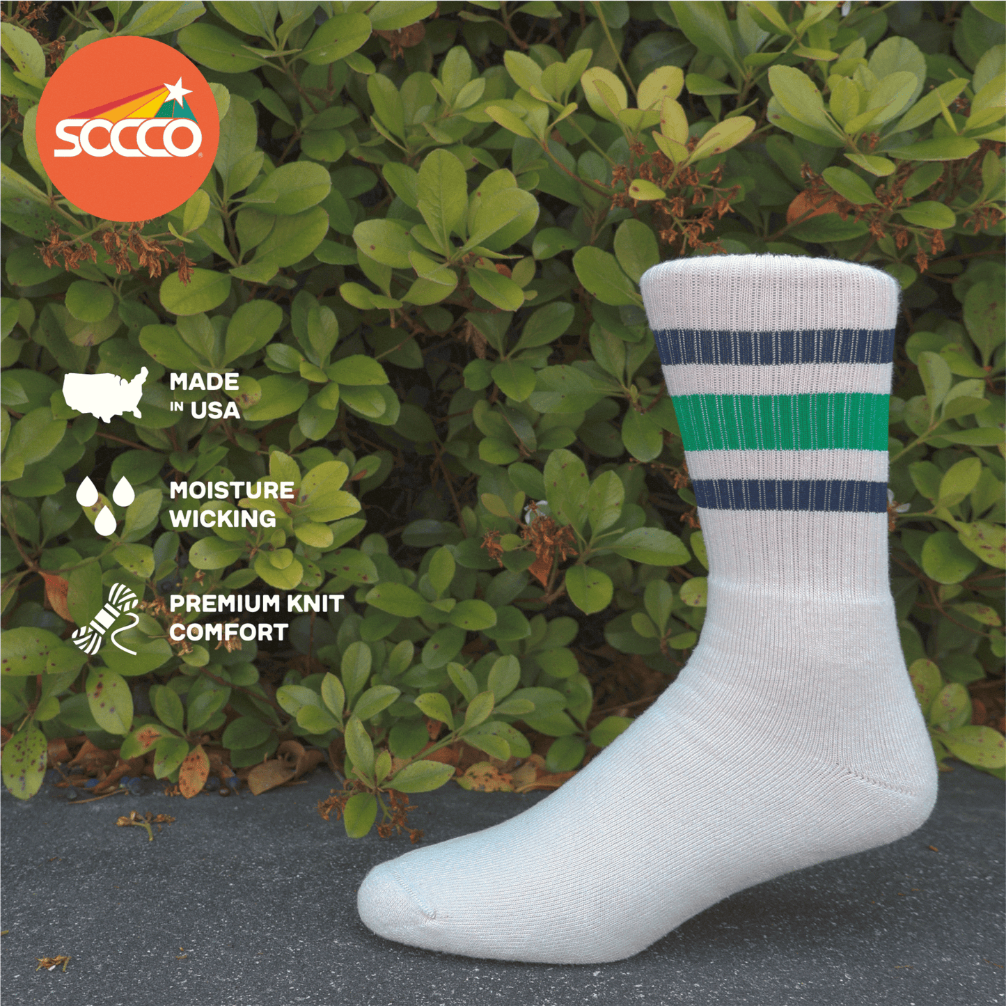 SOCCO Naturals | Navy & Kelly Green Striped