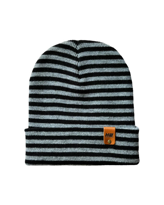 HAAKWEAR Traditional Classic RORO Cuffed Beanie / Hat - Black / Gray, Made in USA