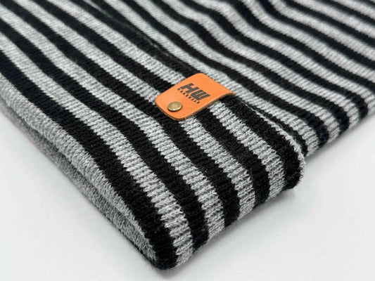 HAAKWEAR Traditional Classic RORO Cuffed Beanie / Hat - Black / Gray, Made in USA