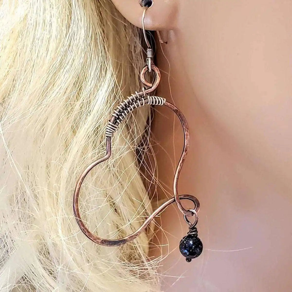 Sculpted Copper Butterfly Wing Abuse Survivor Earrings