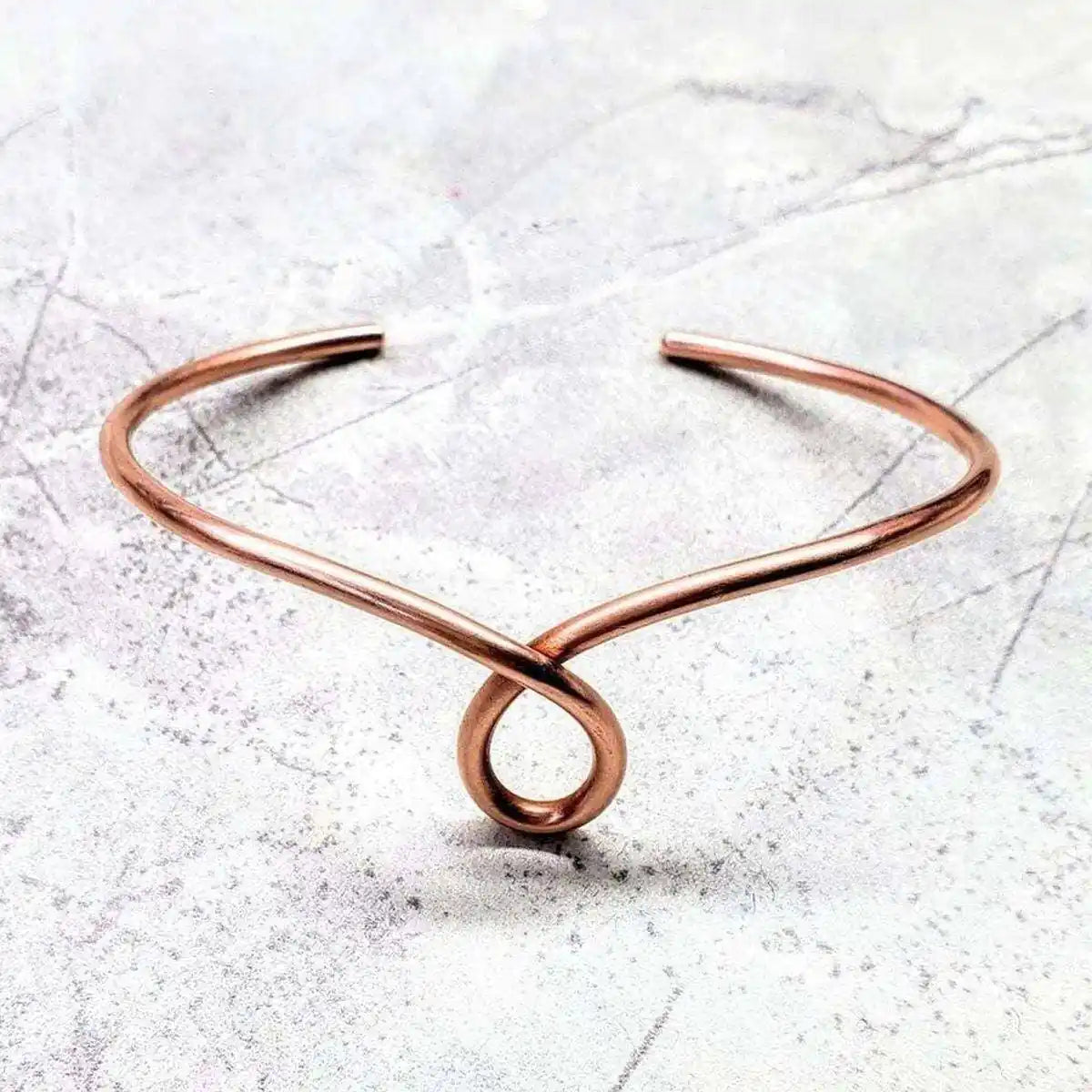 Handmade Sculpted Copper Teardrop Bangle