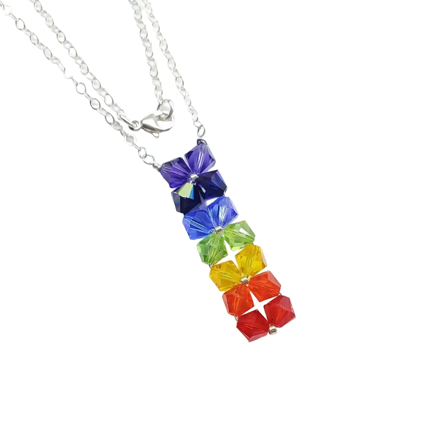 Handmade True Rainbow Crystal Rock Candy Necklace