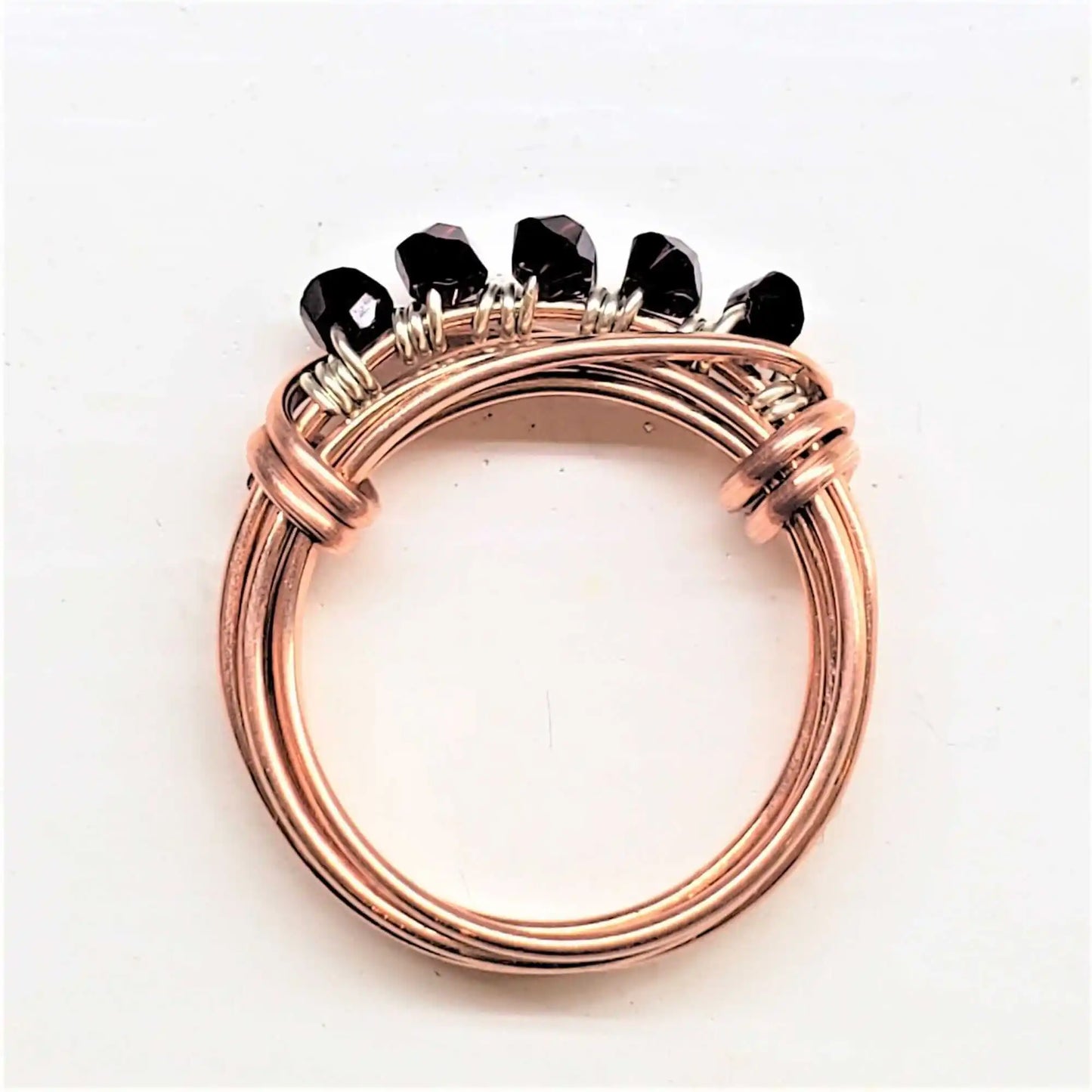 Handmade Wire Wrapped Copper Crystal Birthstone Bling Ring