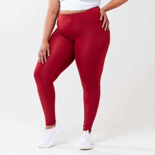 Risea High-Rise Pocket Leggings - Red