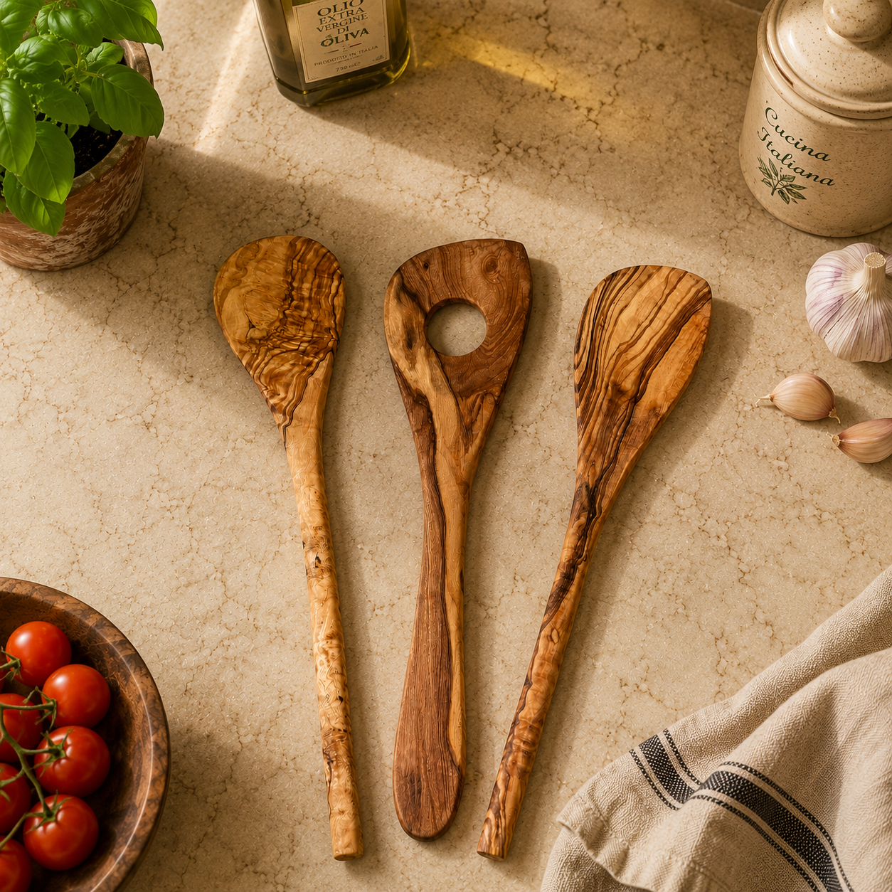 Set of 3 Olive Wood Spoons