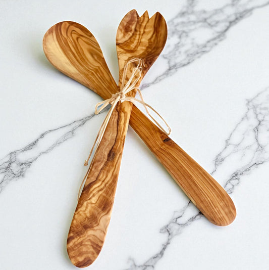 Olive Wood Salad Servers