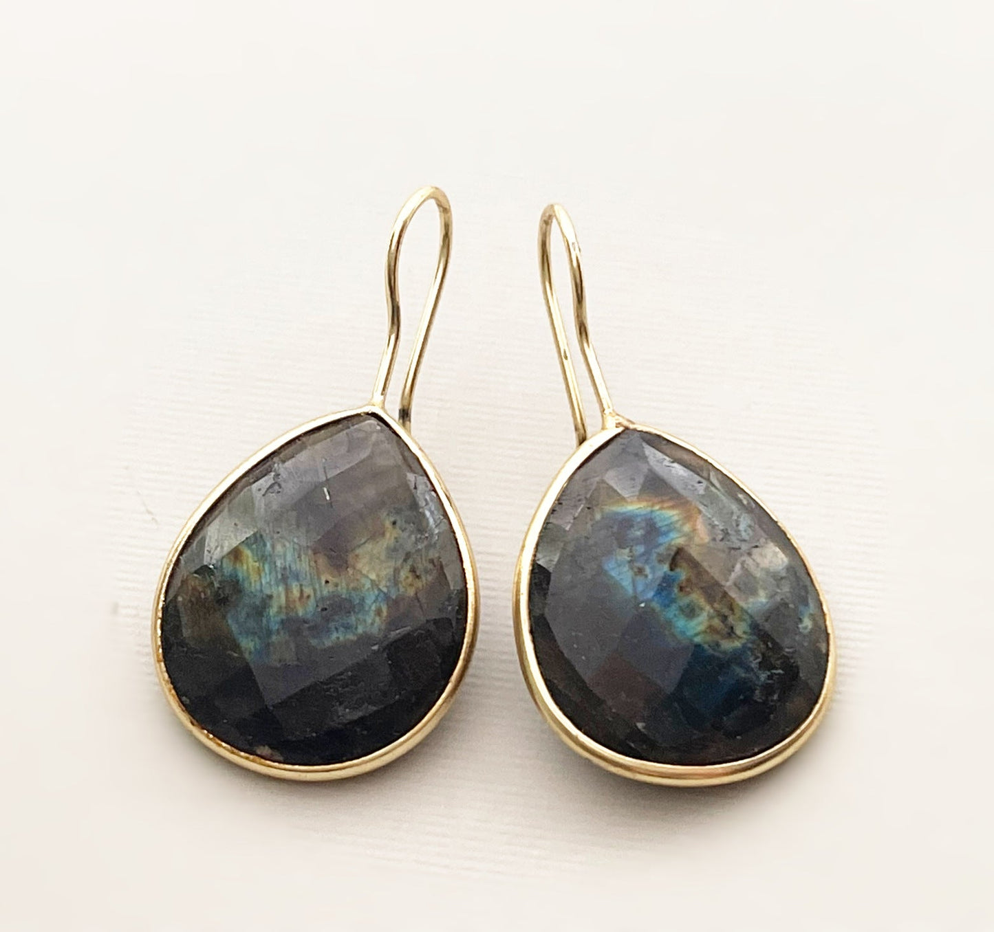 One of a Kind Labradorite Teardrop Earrings – Vermeil over Sterling