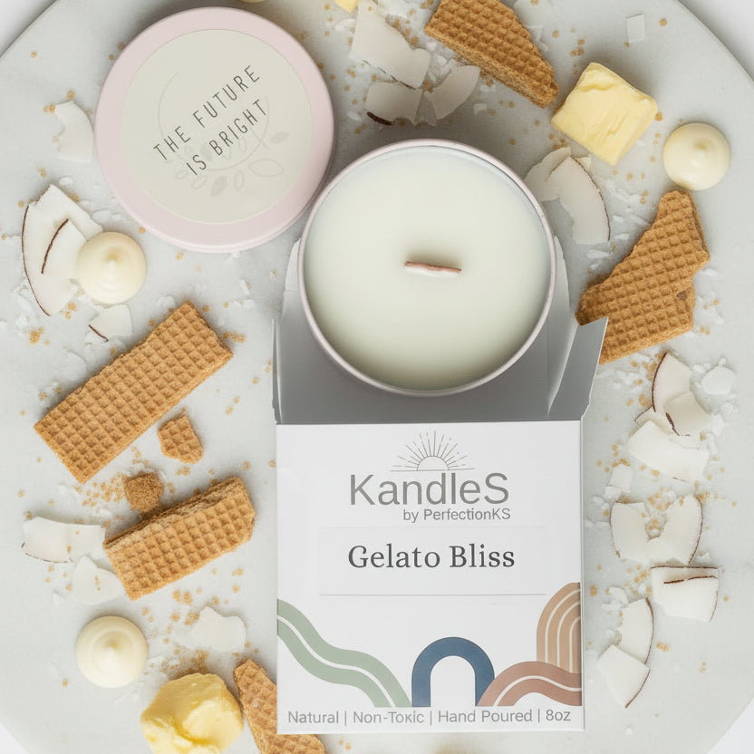 Gelato Bliss Luxury Candle | 8oz Non-Toxic Soy Candle with Wooden Wick | Clean Burn