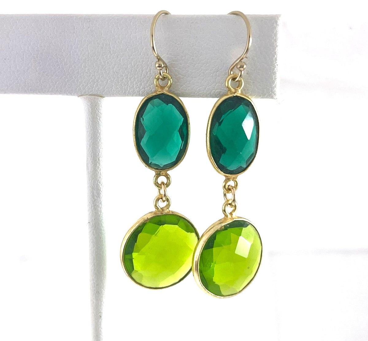 Green Envy Earrings – Emerald & Peridot Hydro Quartz, 14K Gold Filled