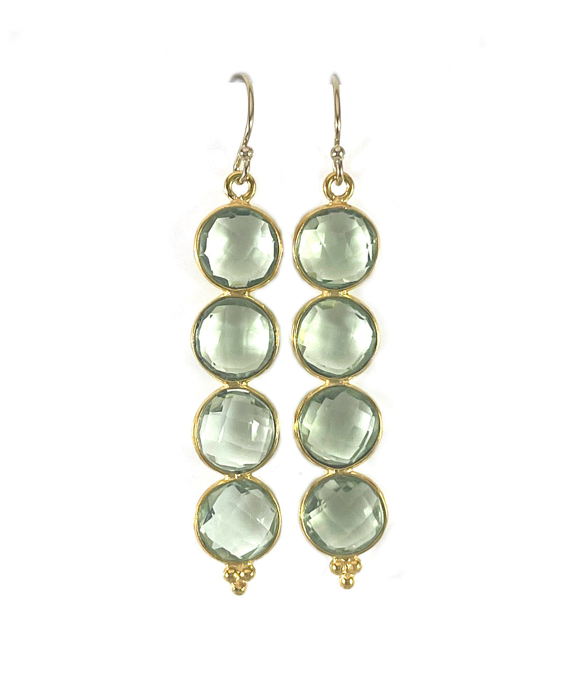 Green Amethyst Triple Drop Earrings – 14k Gold Filled