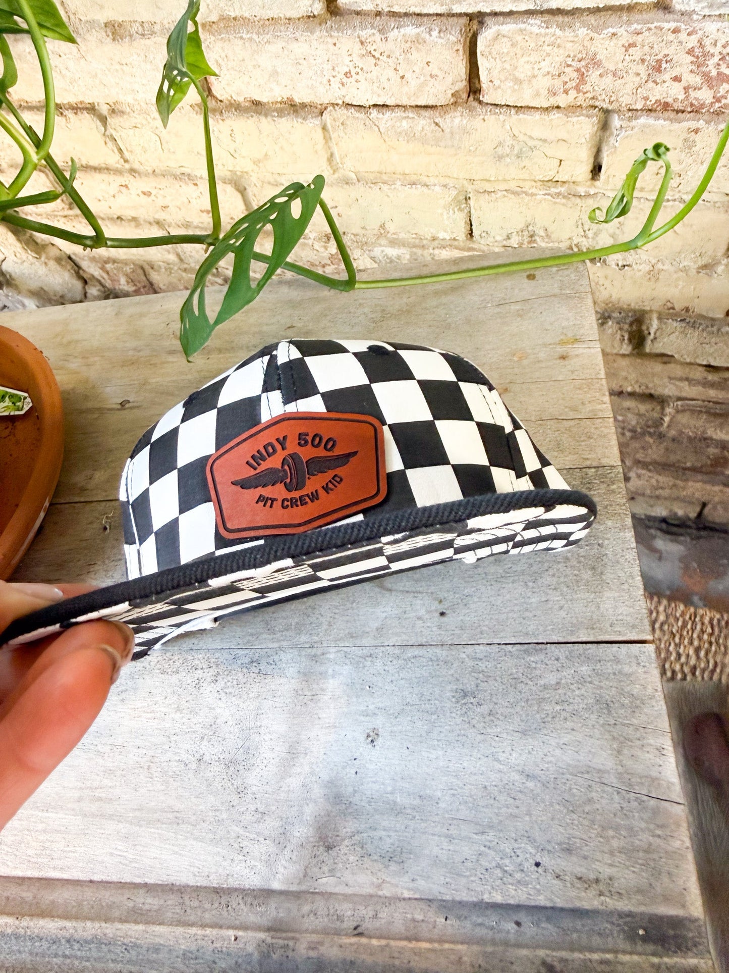 Indy 500 Pit Crew Kid Leather Patch Hat