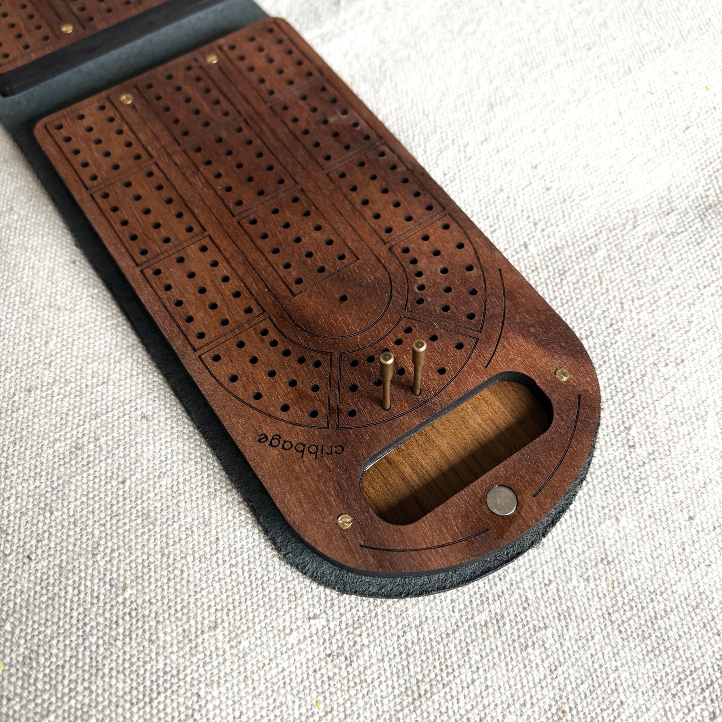 Large Travel Cribbage Board - Mahogany Wood