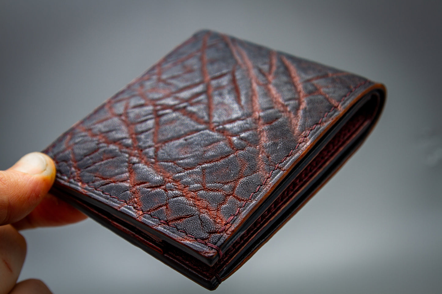 Elephant Leather Wallet - Burgundy