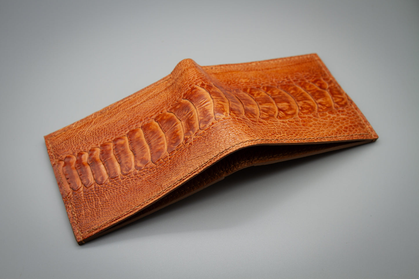 Ostrich Leather Wallet in Saddle Color