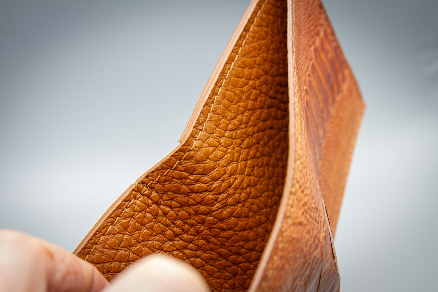 Ostrich Leather Wallet in Saddle Color