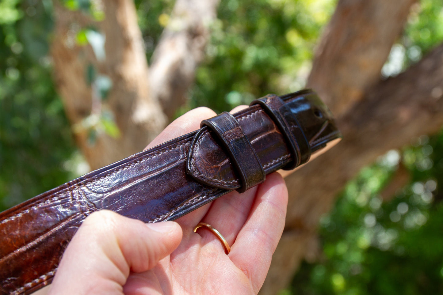 Alligator Leather Belt - Brown