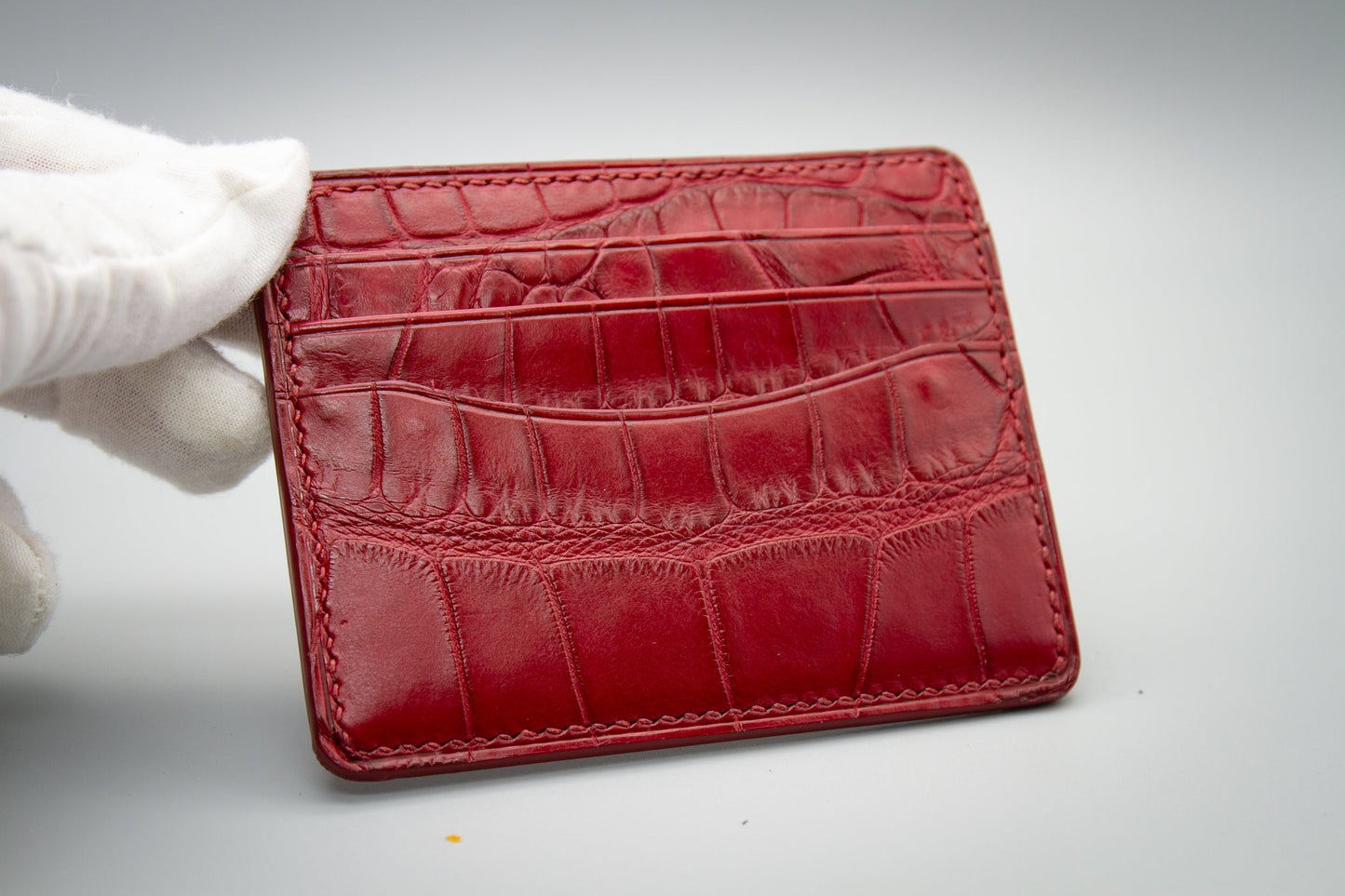 Crocodile Card Holder - Matte Red