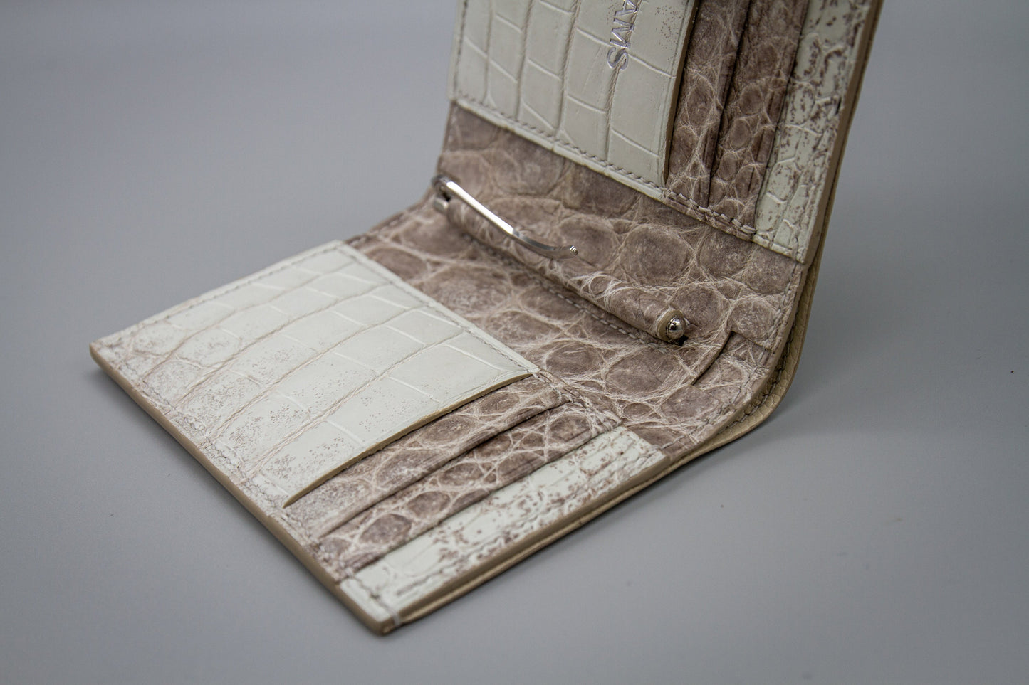 Himalayan Crocodile Leather Money Clip Wallet  - White