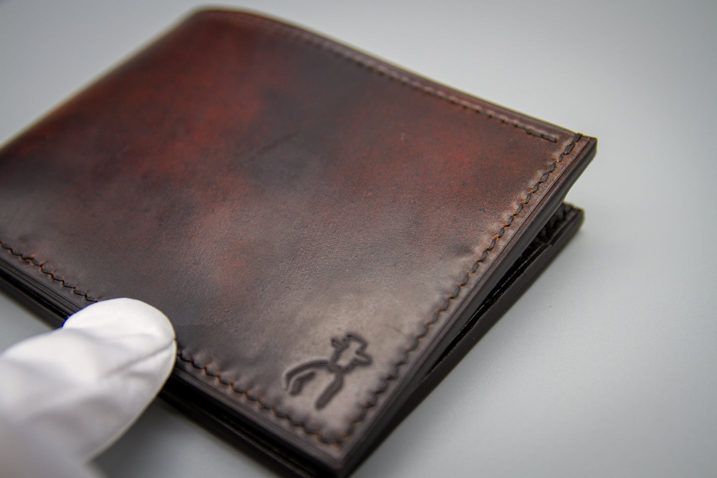 Marbled Horween Shell Cordovan Bifold Wallet - Black Fire