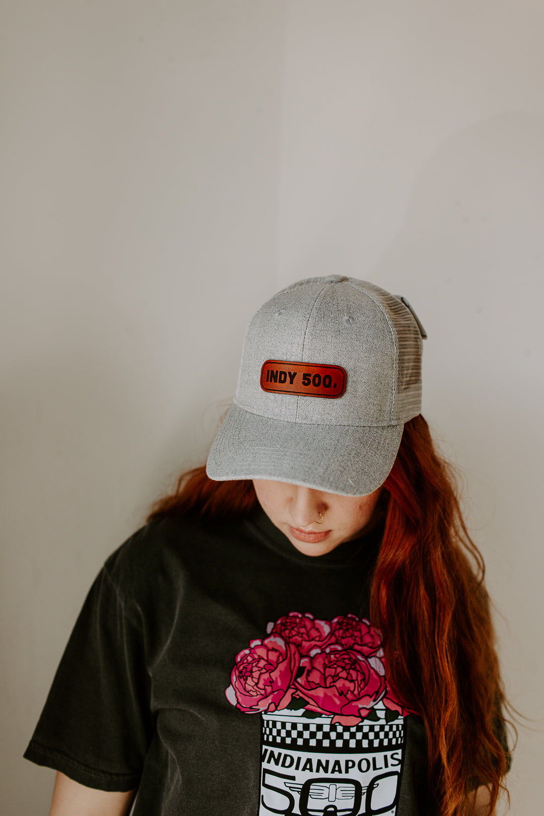 Indy 500 Rectangle Leather Patch Hat – Heather Gray