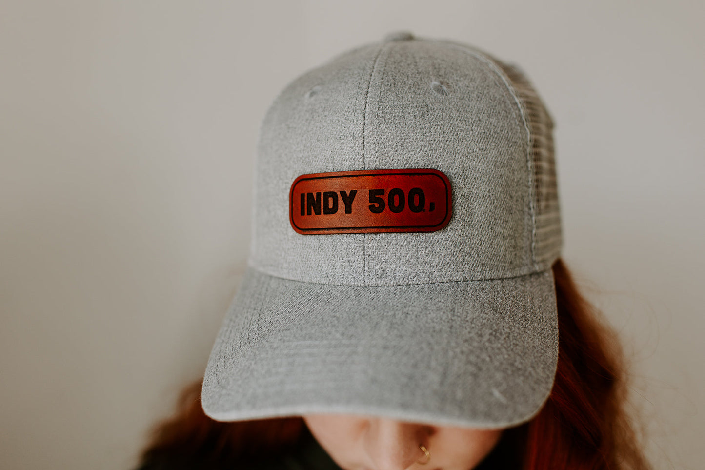 Indy 500 Rectangle Leather Patch Hat – Heather Gray