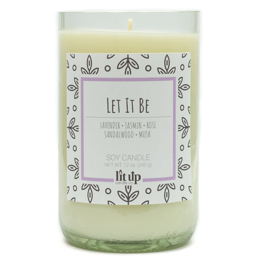 Let It Be 12 oz. soy candle in upcycled wine bottle | Lavender, Florals, Musk