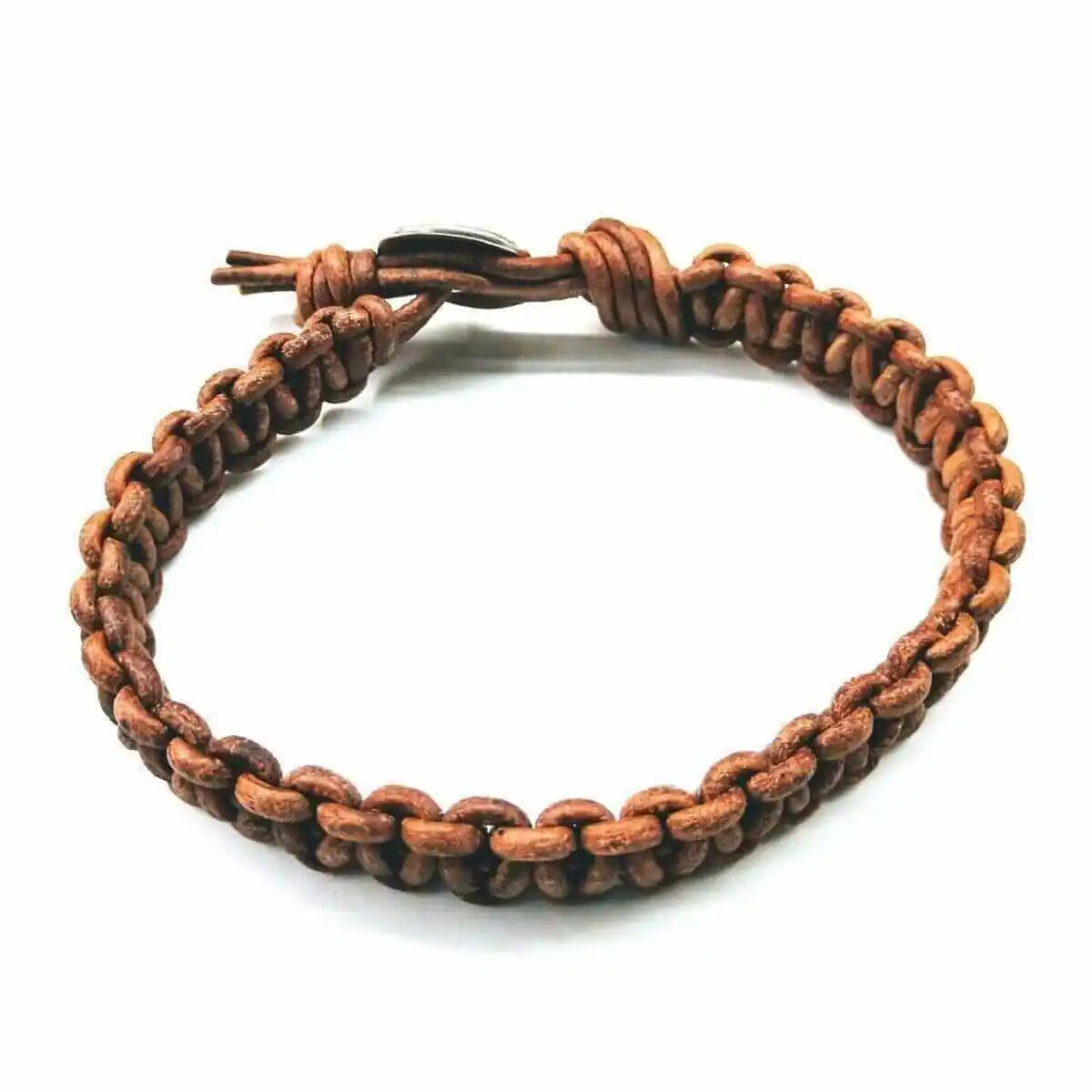 Large Mens Tree of Life Earth Color Macrame Leather Bracelet