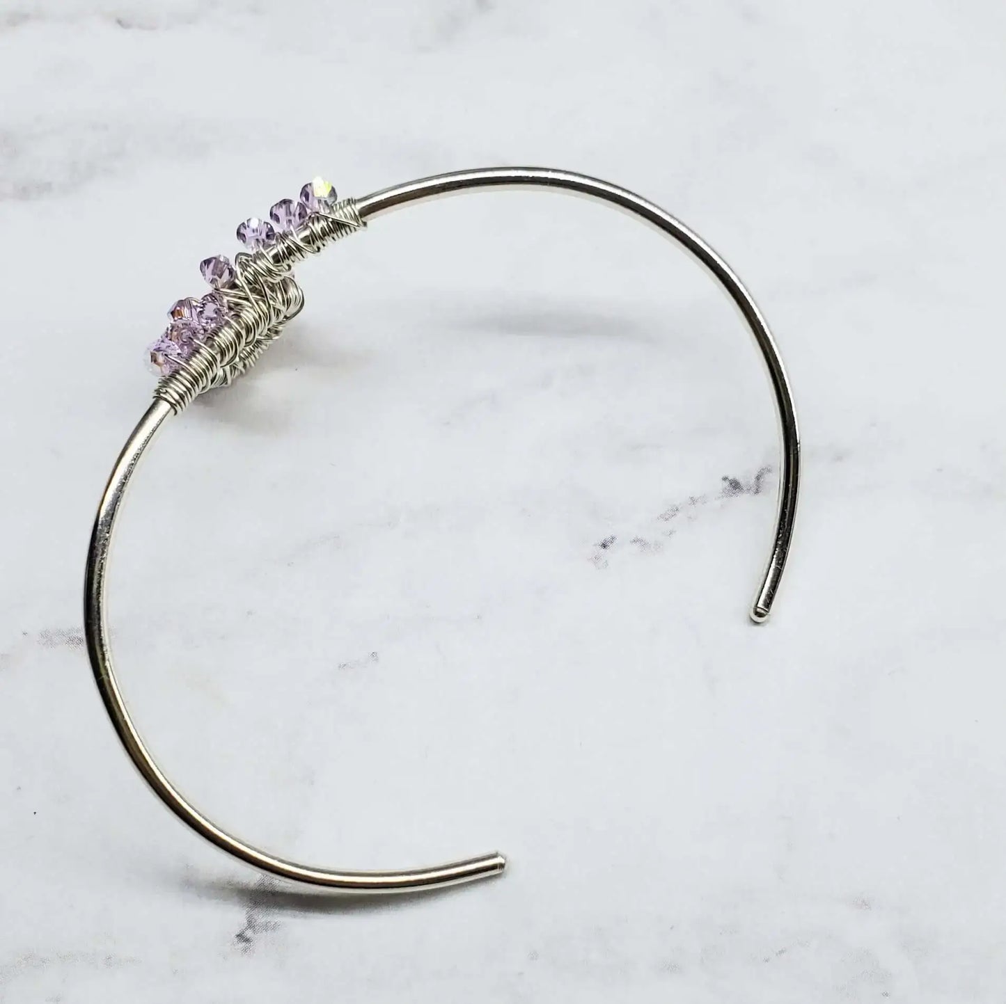 Lavender Crystal Cancer Ribbon Awareness Bangle