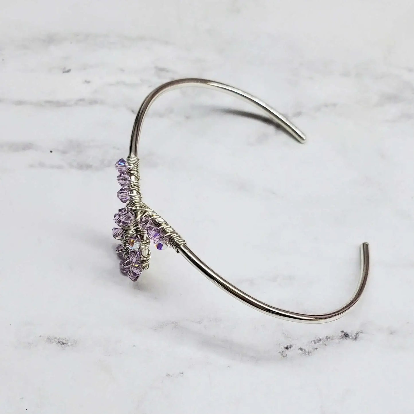 Lavender Crystal Cancer Ribbon Awareness Bangle
