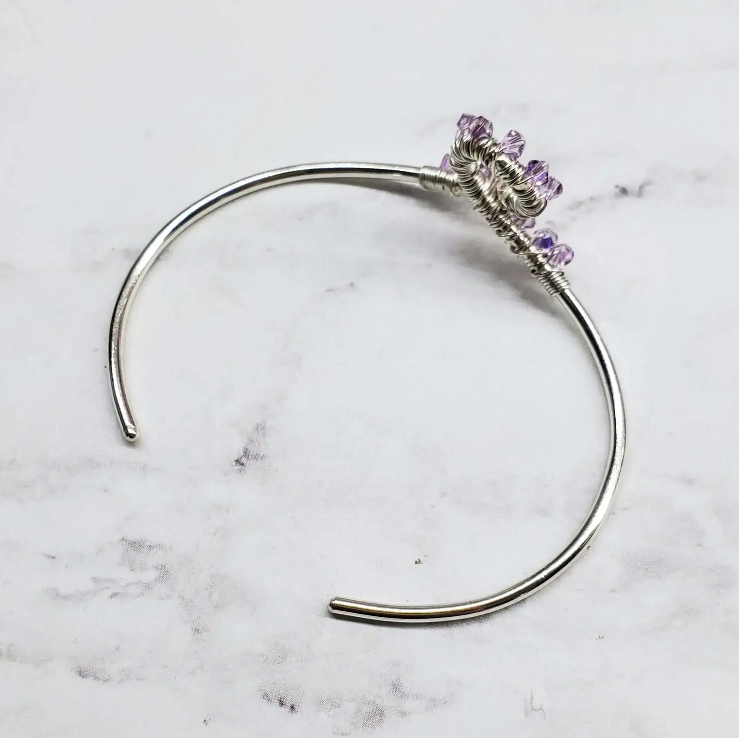 Lavender Crystal Cancer Ribbon Awareness Bangle