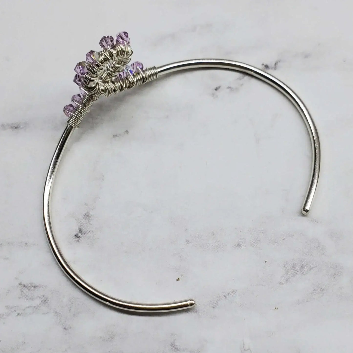 Lavender Crystal Cancer Ribbon Awareness Bangle