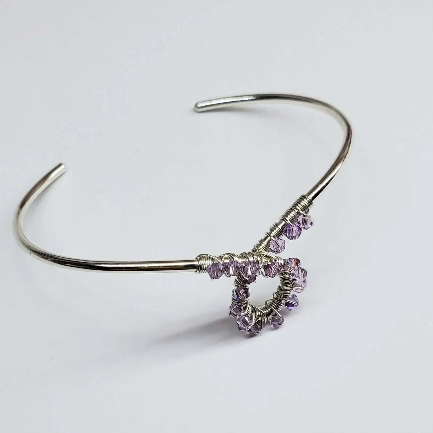 Lavender Crystal Cancer Ribbon Awareness Bangle