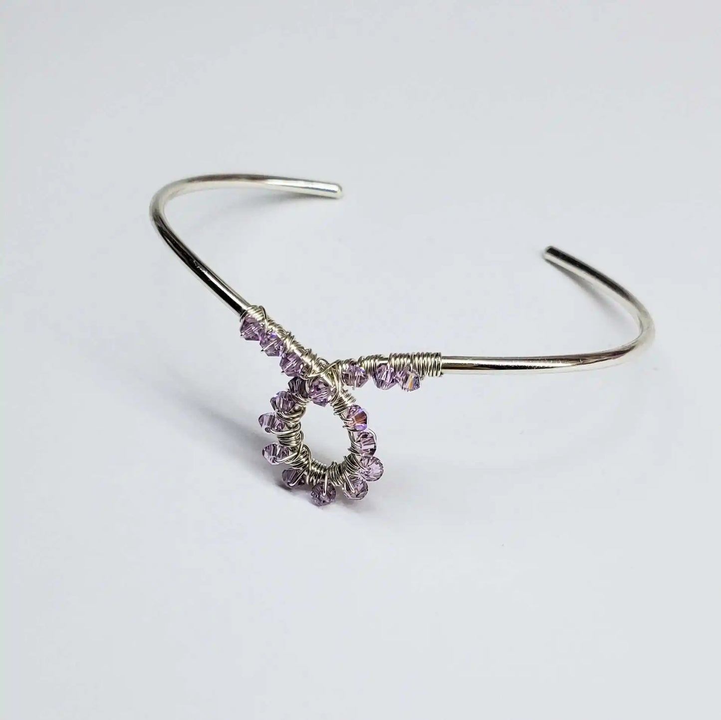 Lavender Crystal Cancer Ribbon Awareness Bangle
