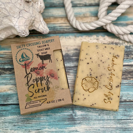 Lemon Poppy Scrub Soap Bar with Tallow & Goat Milk
