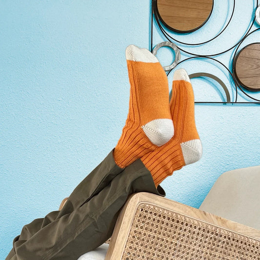 Apricot Two-Tone Crew Sock