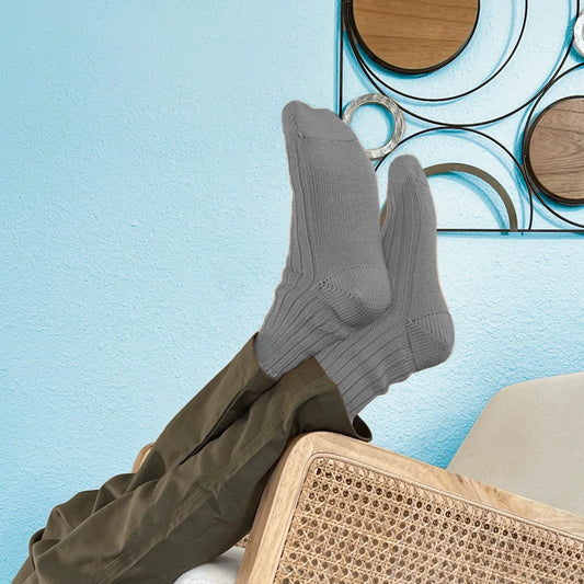 Gray Solid Crew Sock